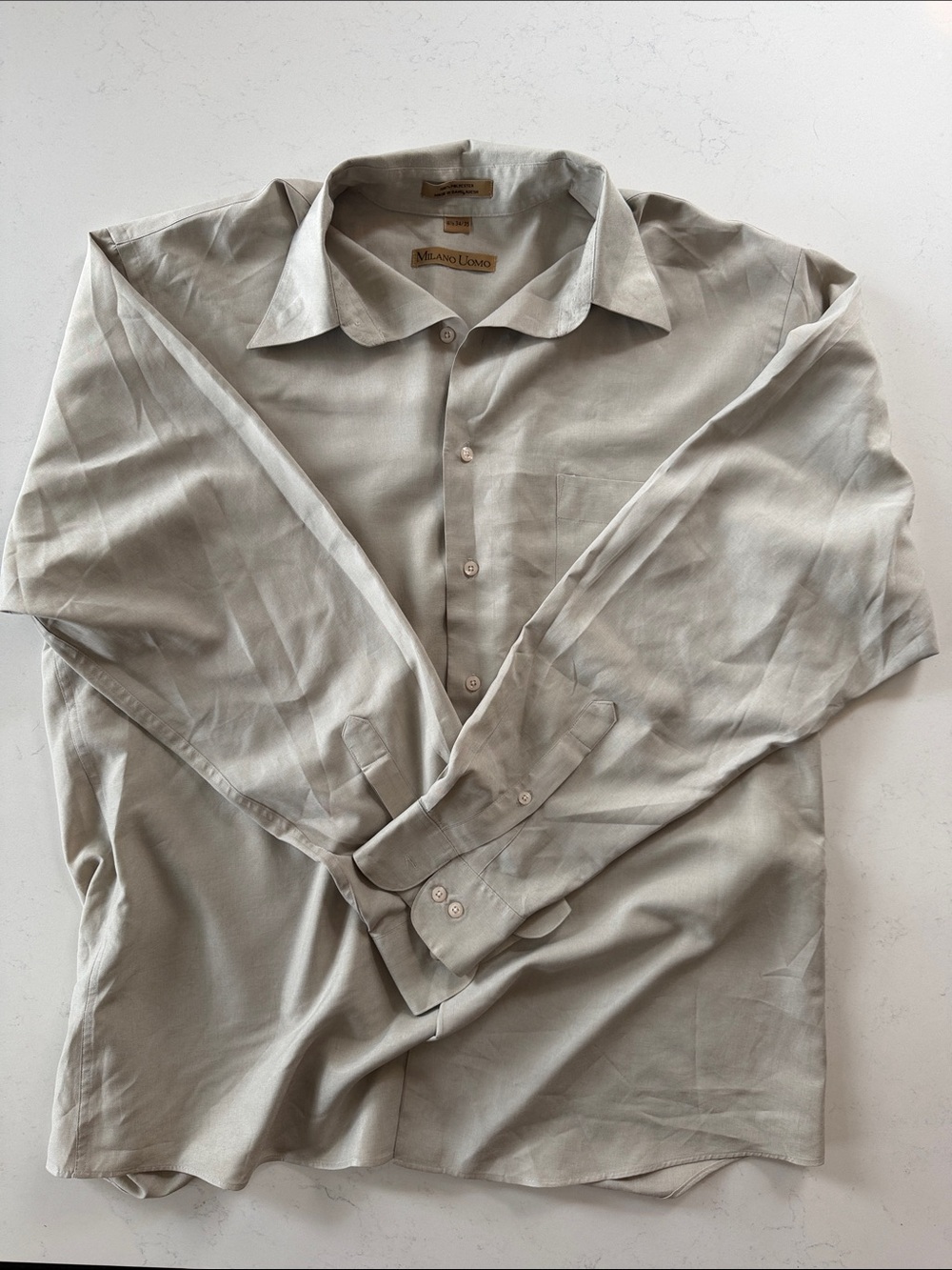 Milano Light Sandstone Button-Up Dress Shirt